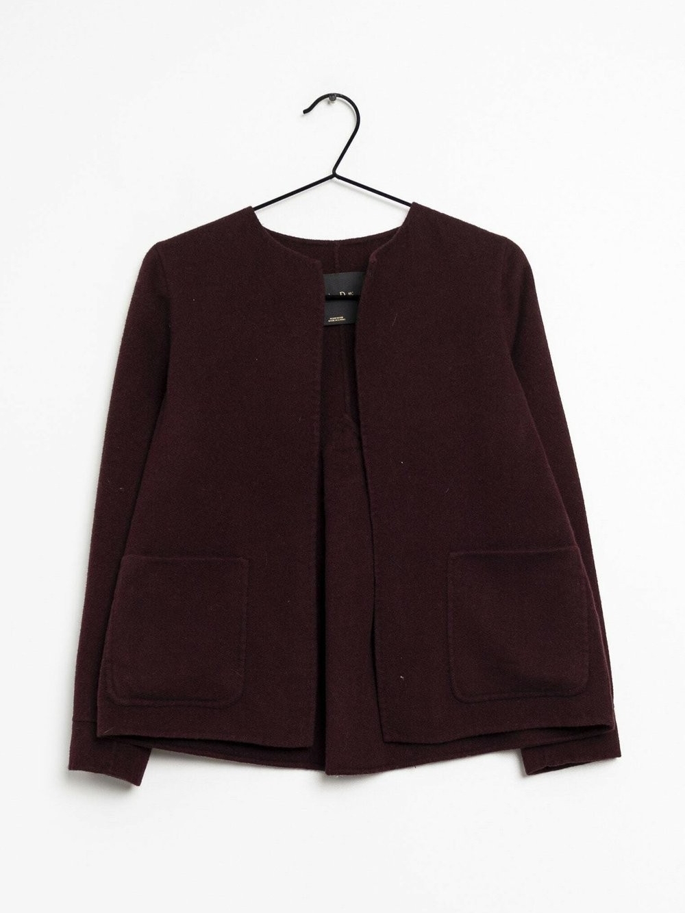 Massimo Dutti Open-Front Pocket Jacket in Burgundy